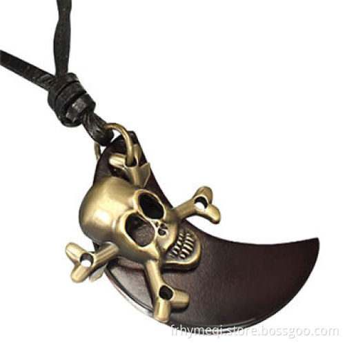 Vintage style necklace pendant with leather rope